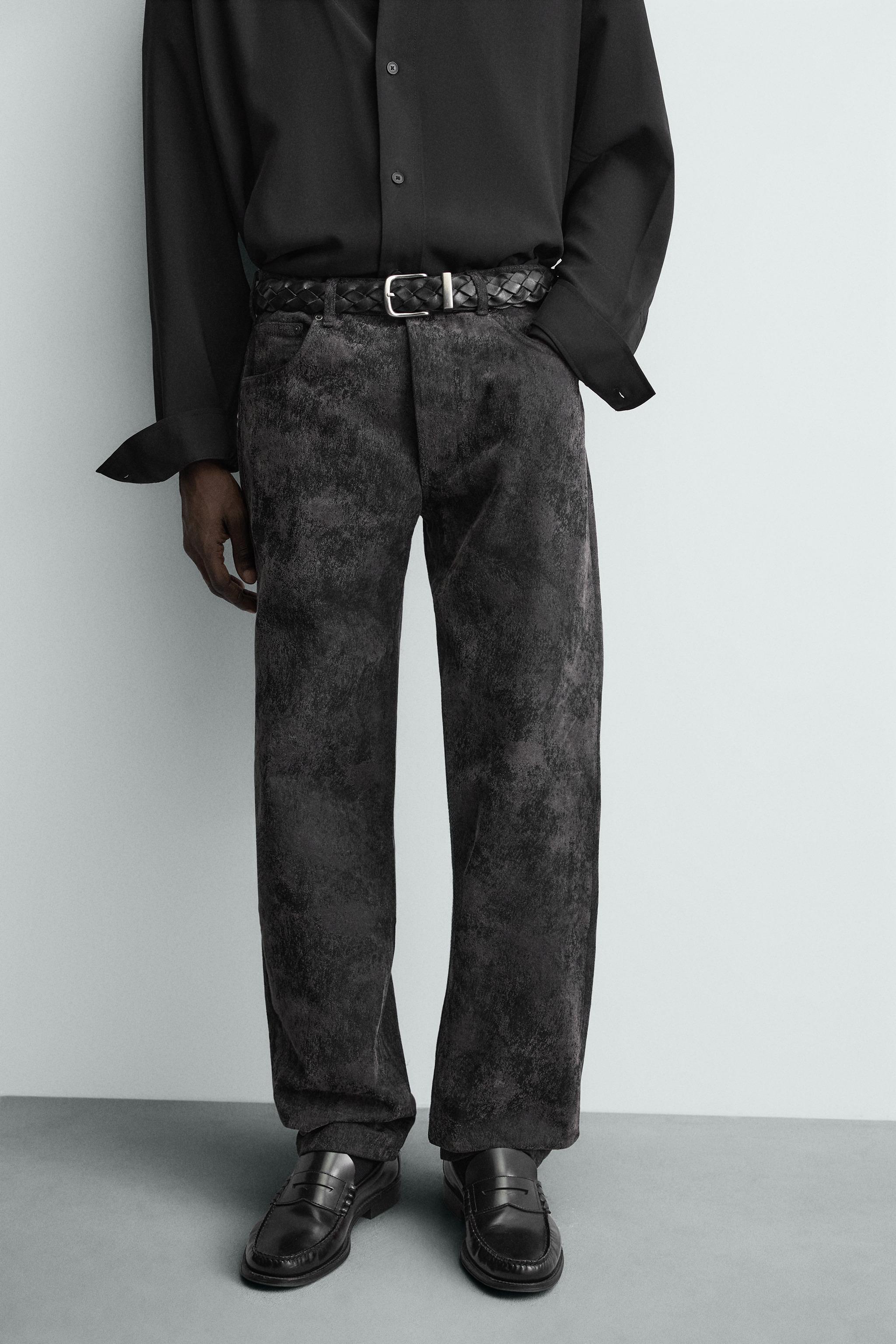 ABSTRACT JACQUARD STRAIGHT FIT JEANS